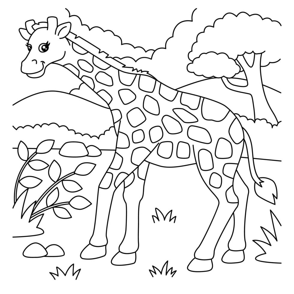 Giraffe Coloring Page for Kids vector