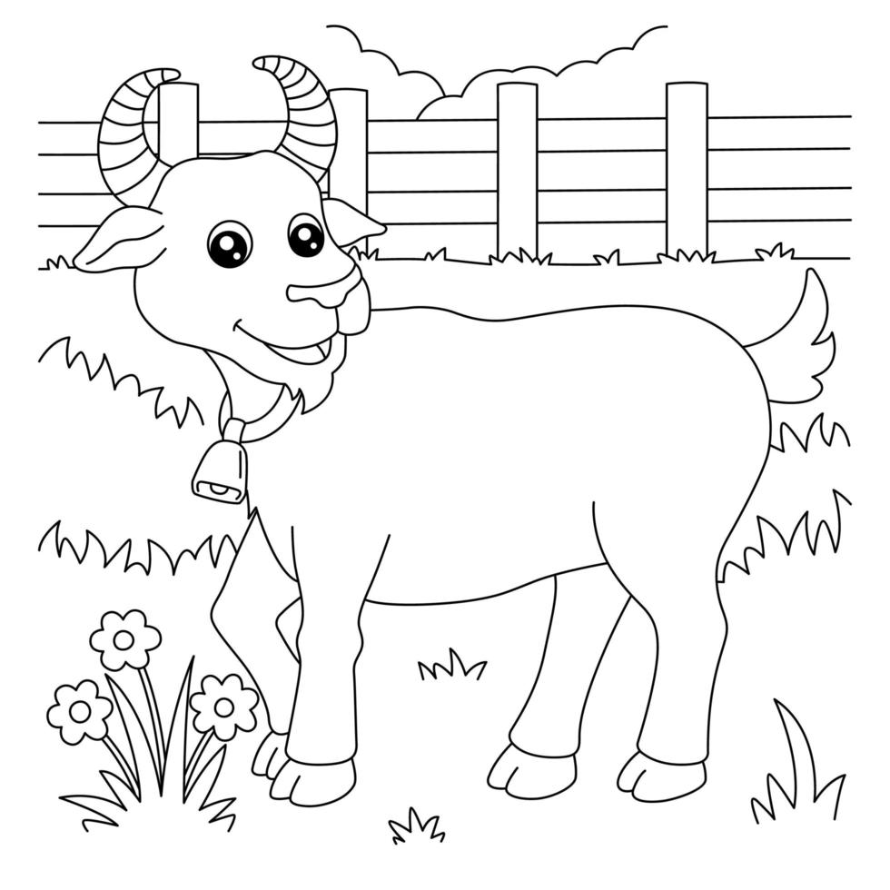 Goat Coloring Page for Kids vector