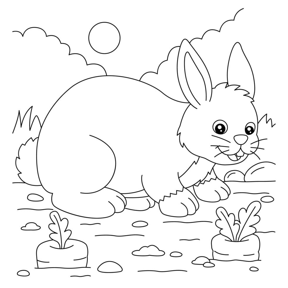 Rabbit Coloring Page for Kids vector