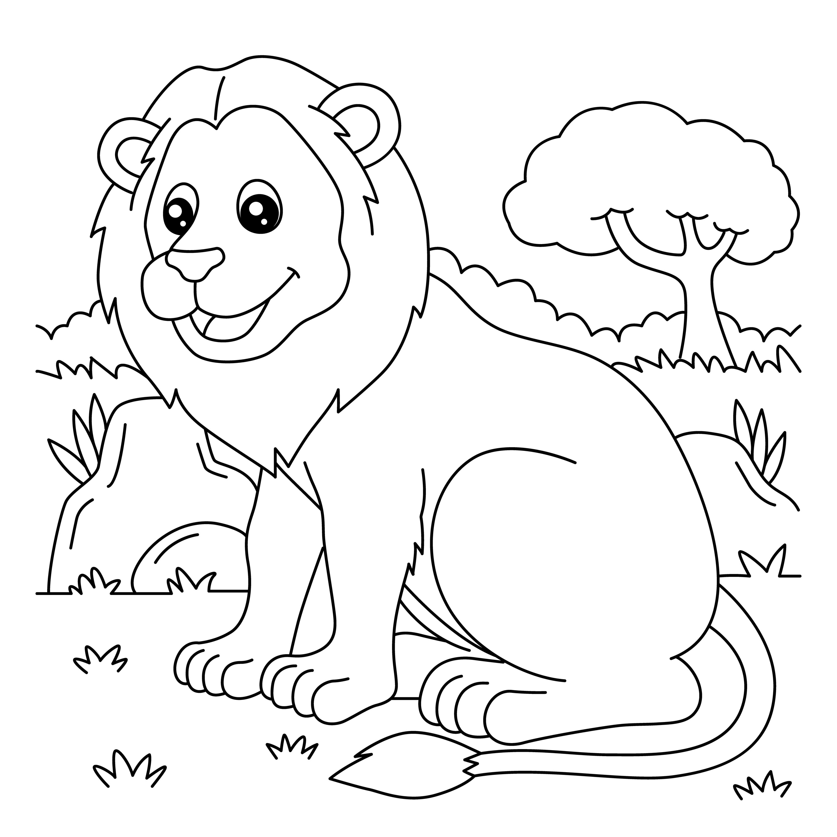 Lion Coloring Page for Kids 5073801 Vector Art at Vecteezy