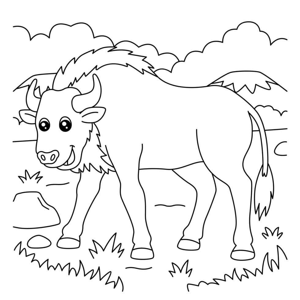 Wildebeest Coloring Page for Kids vector