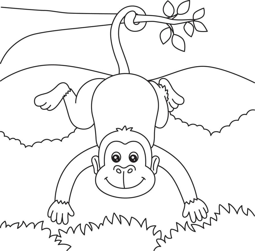 Monkey Coloring Page for Kids vector