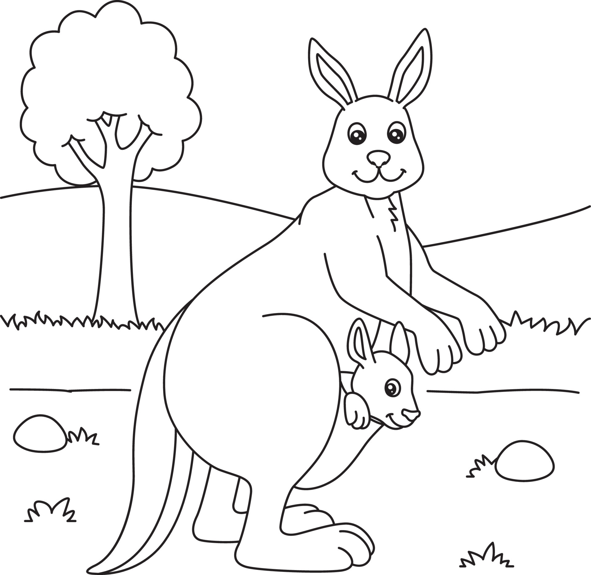 Kangaroo Coloring Page for Kids 21 Vector Art at Vecteezy