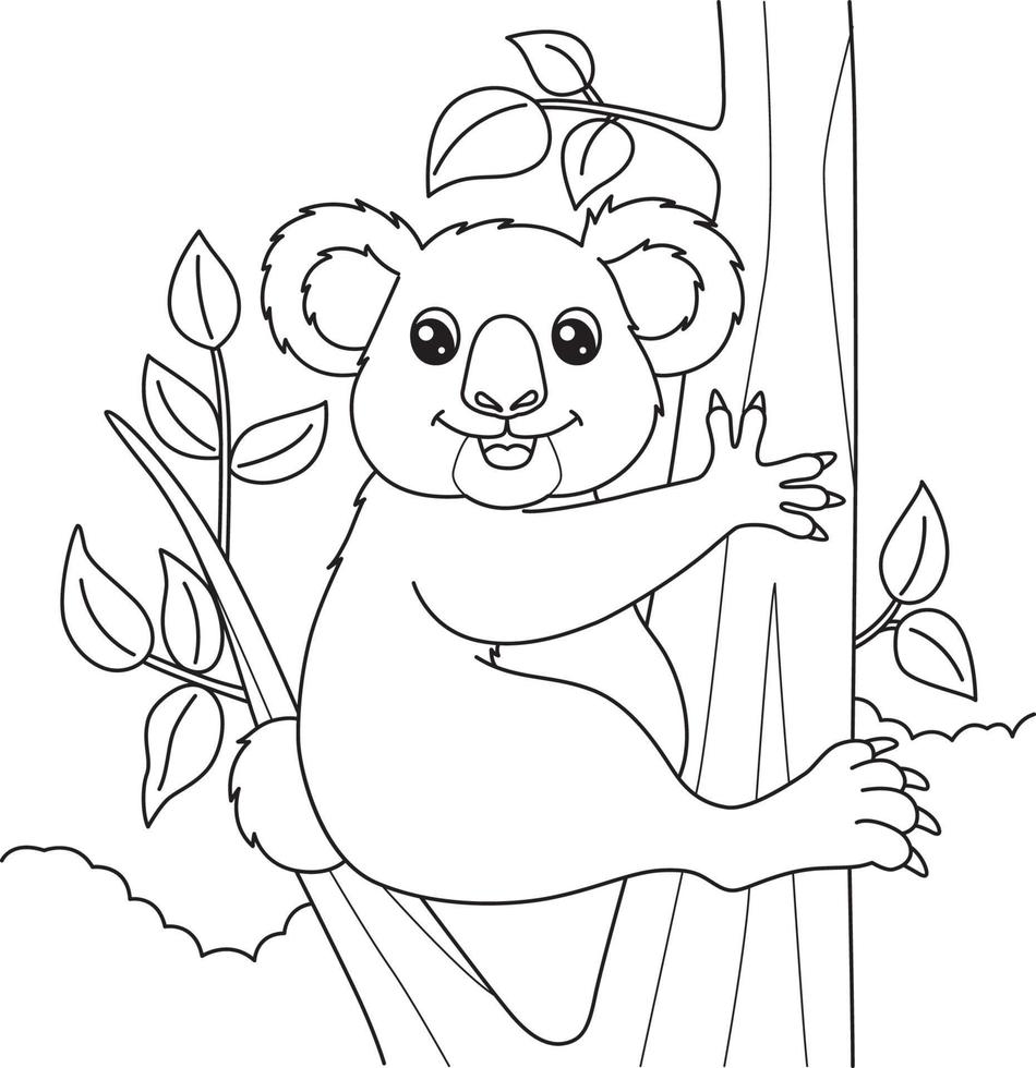 koala para colorear para niños vector