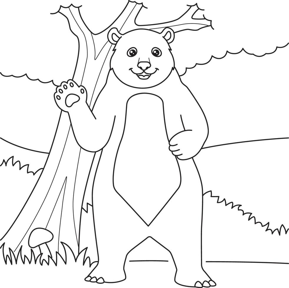 Bear Coloring Page for Kids vector