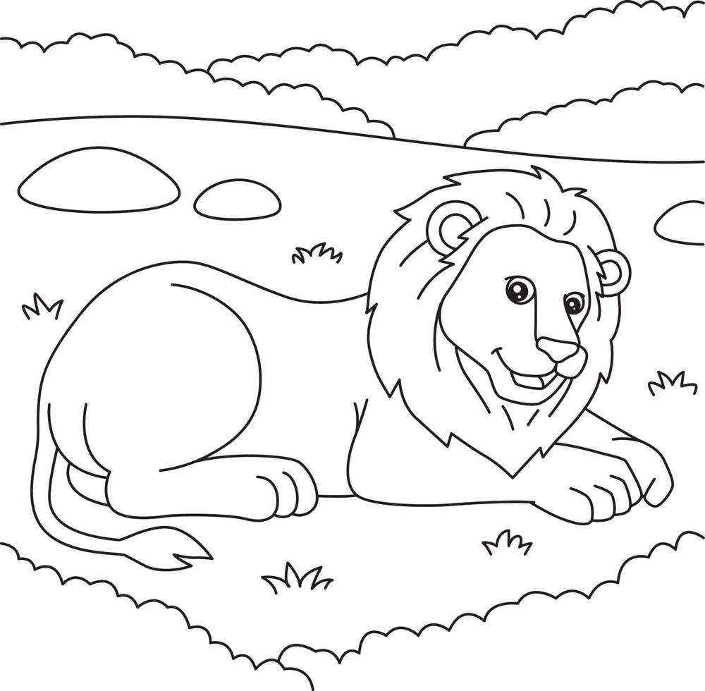 león para colorear página para niños vector