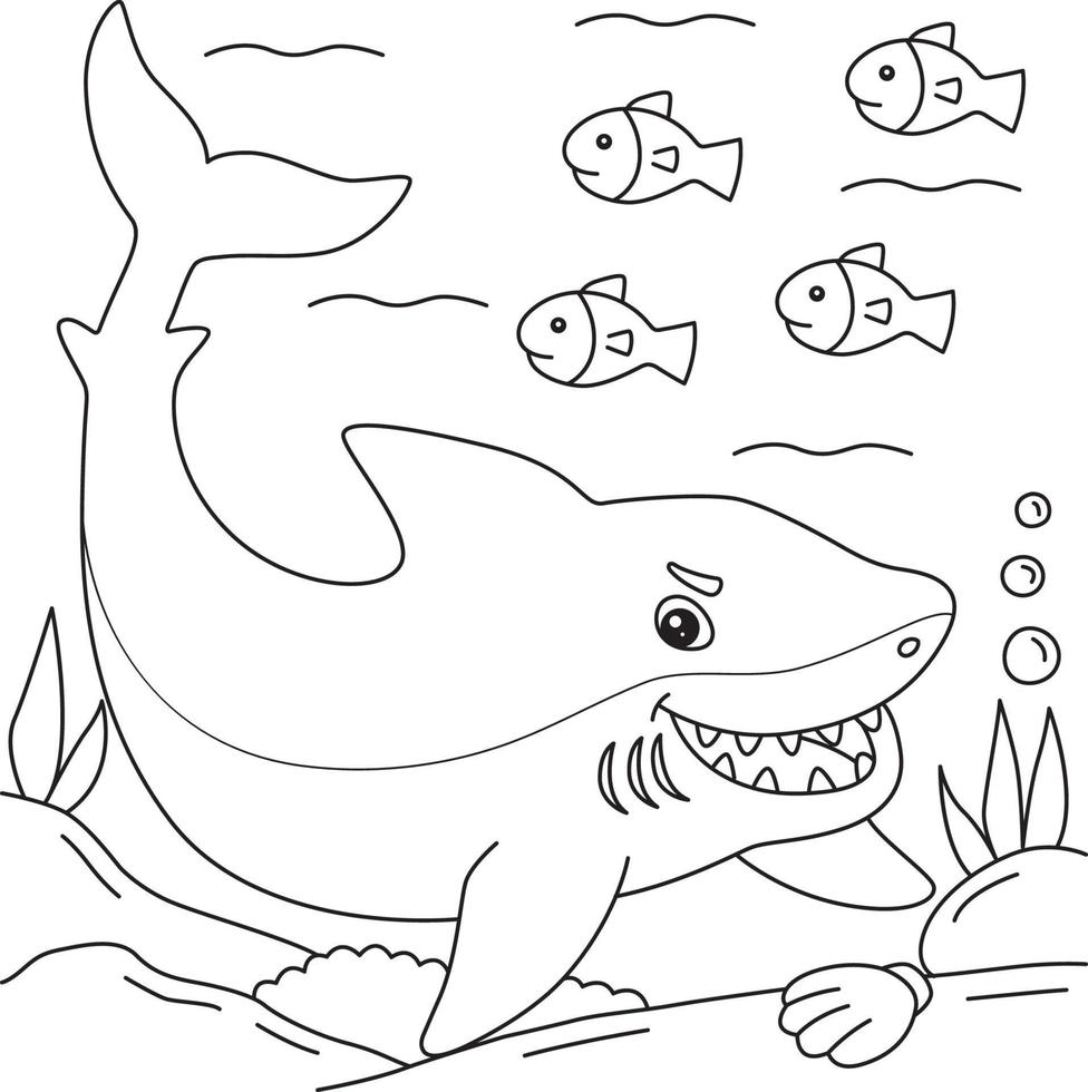 Great White Shark Coloring Page for Kids vector