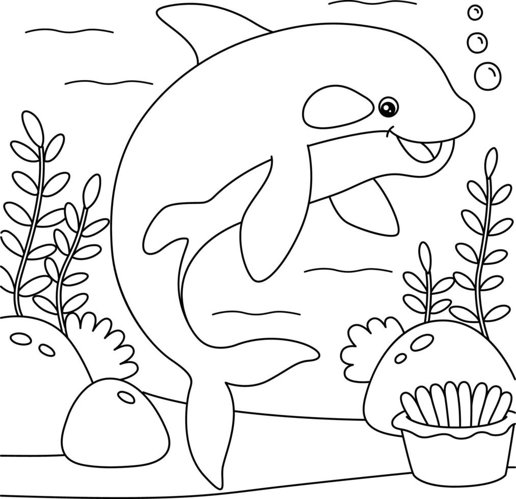 Killer Whale Coloring Page for Kids vector