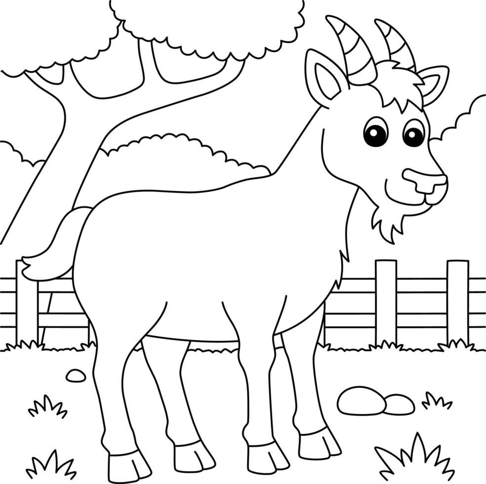 Goat Coloring Page for Kids vector