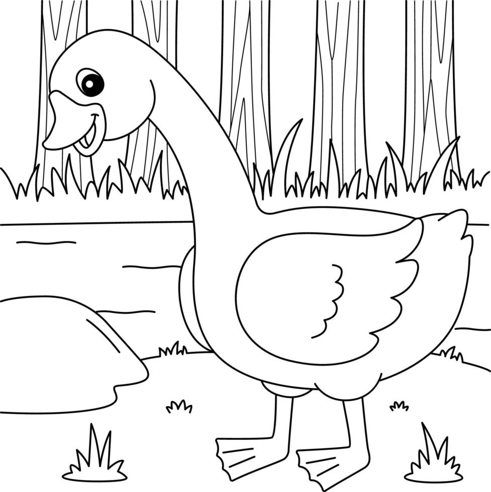 Goose Coloring Page for Kids vector