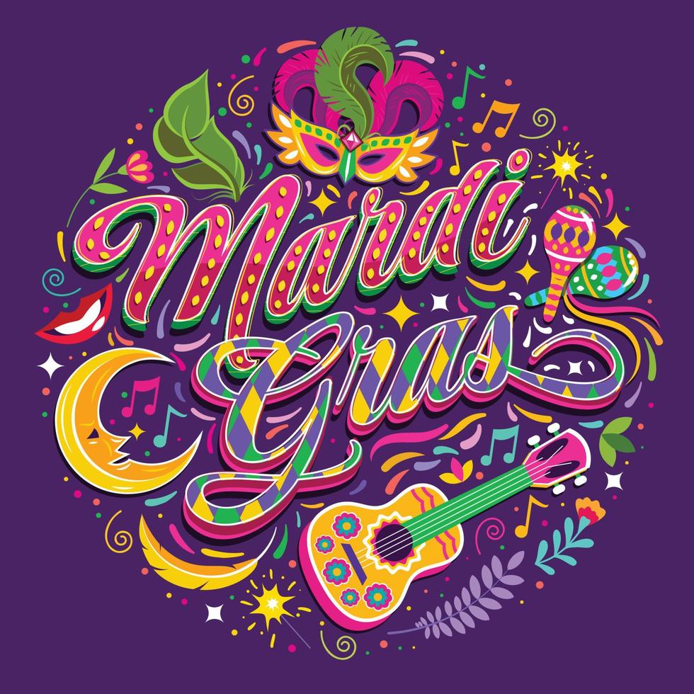 Mardi Gras Festival with Typography Concept vector