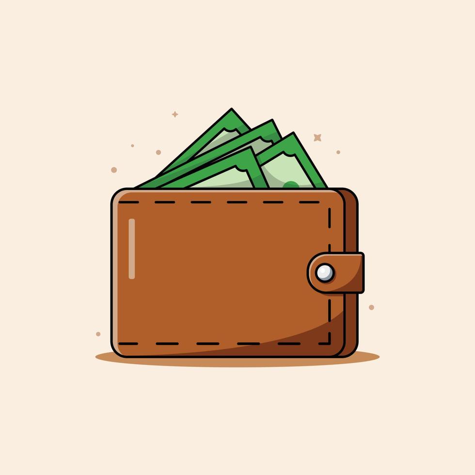 Wallet and stack of money illustration vector