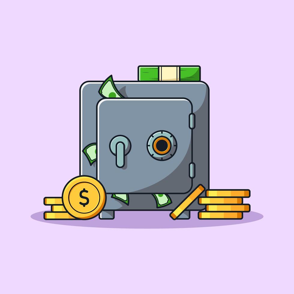 caja de seguridad con dinero y moneda ilustración de icono de vector de  dibujos animados. concepto de objeto financiero vector premium aislado.  estilo de dibujos animados plana 6398838 Vector en Vecteezy