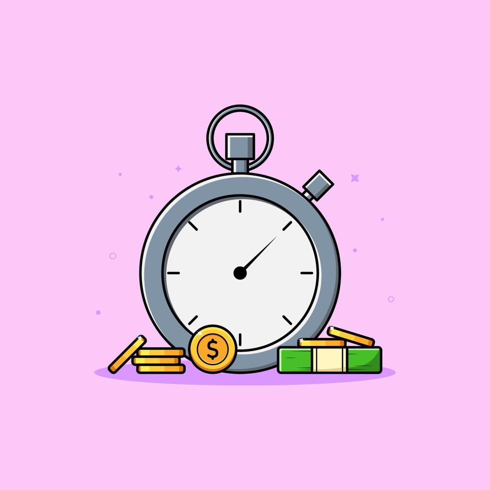 Stopwatch, Time is money illustration vector