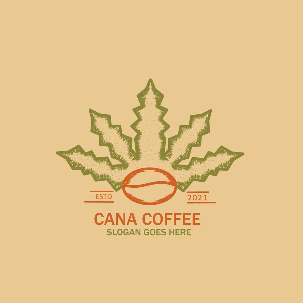 Vintage Logo illustration design, coffee and marijuana, cannabis blend with coffee. good for medical use and for the public. vector