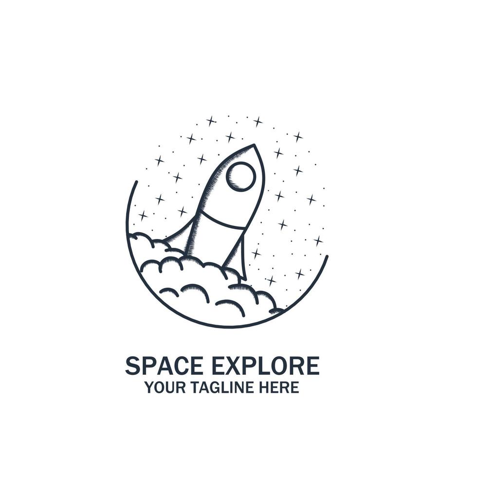 Vintage Logo illustration design, rocket flight, flying rocket. space with a rocket. simple minimalist design. vector