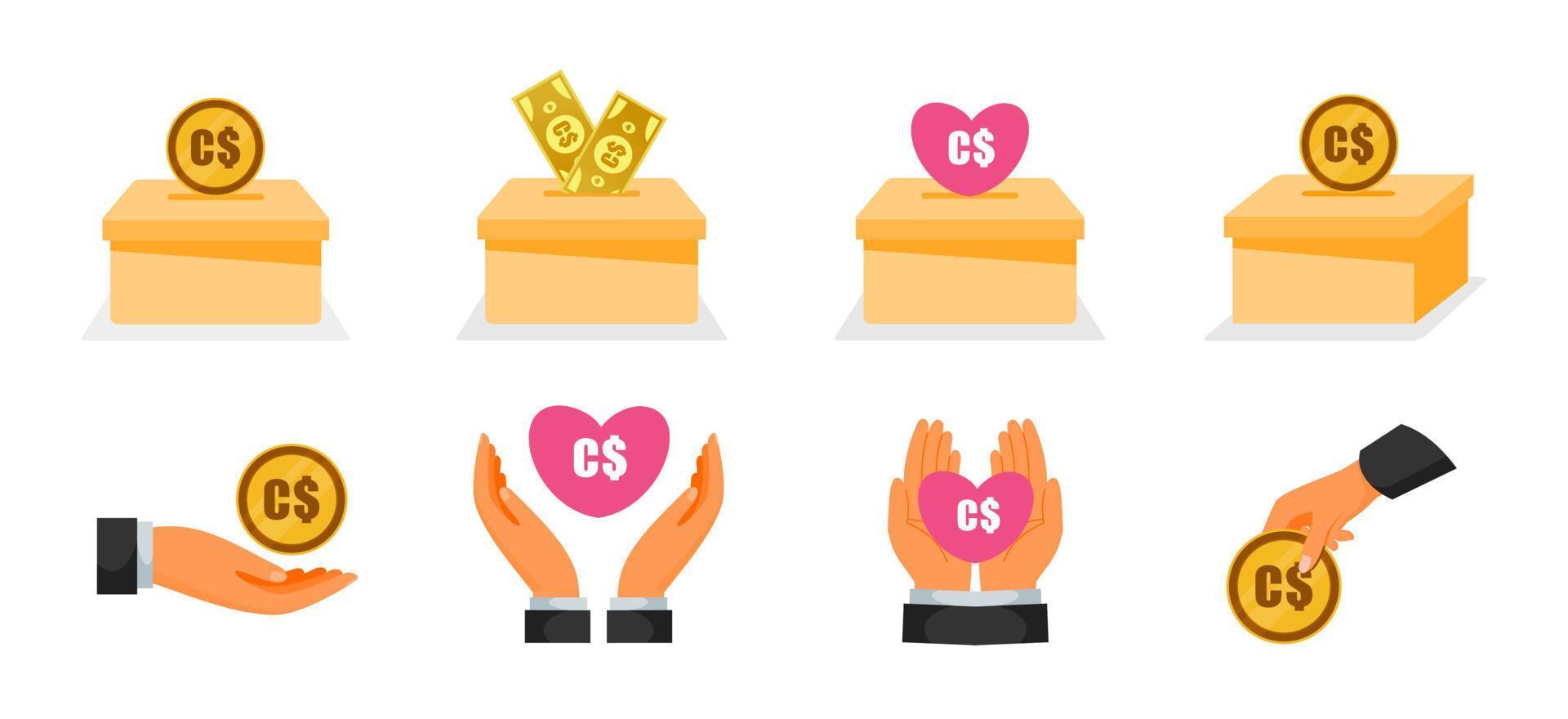 Donation Using Canadian Dollar Money Icons vector