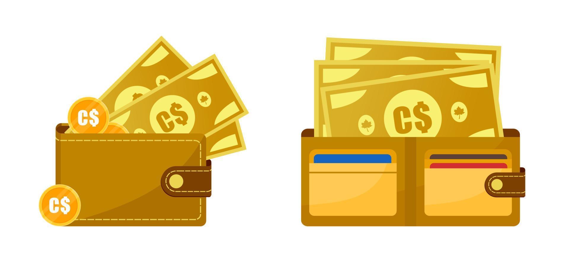 Wallet with Canadian Dollar Money vector