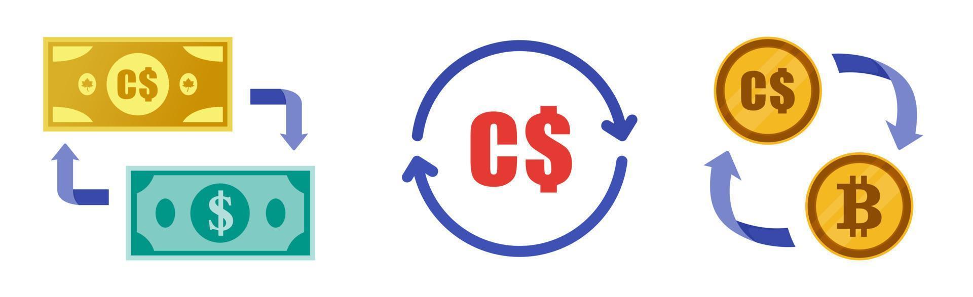 Canadian Dollar Foreign Currency and Crypto Exchange vector
