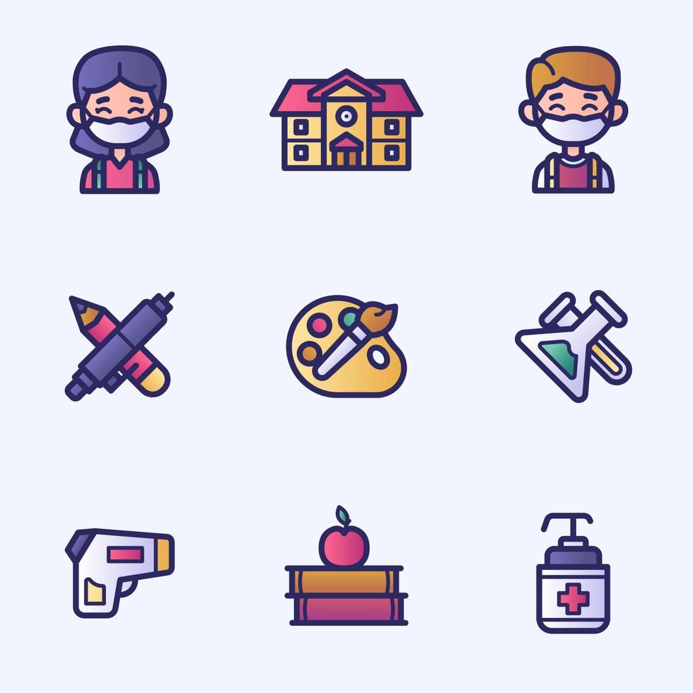 Back to School Icon Collection in New Normal vector