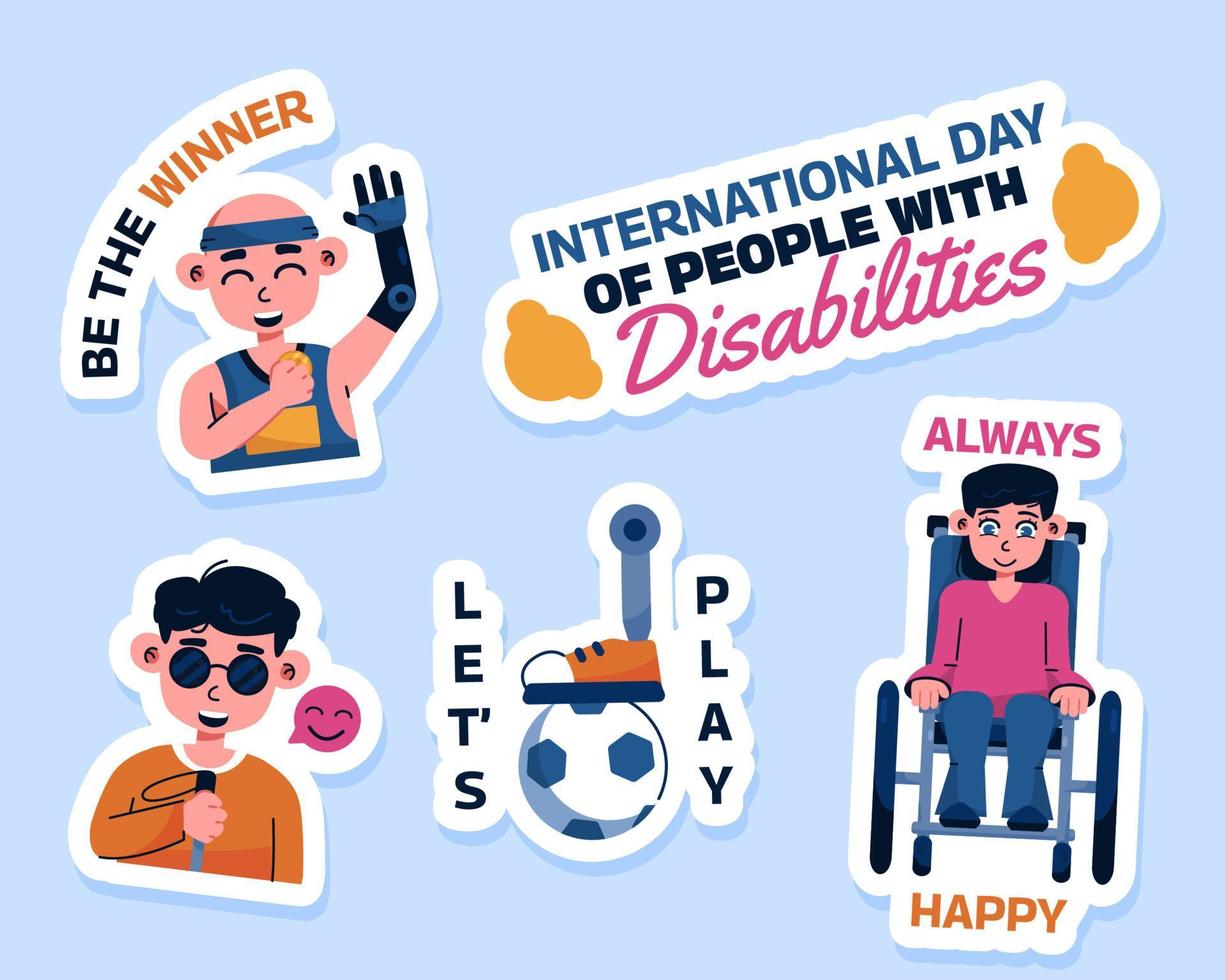 People with Disabilities Sticker Collection vector