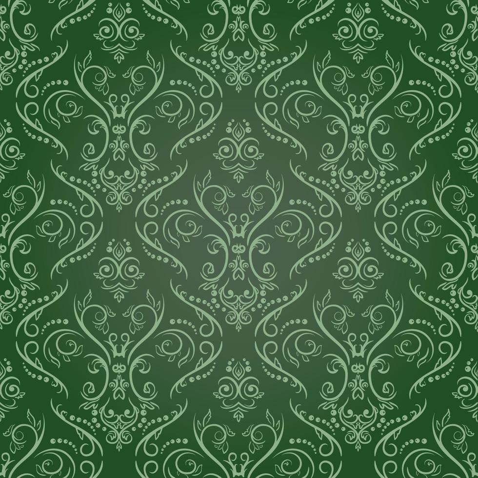 Damask Seamless Pattern - Green vector