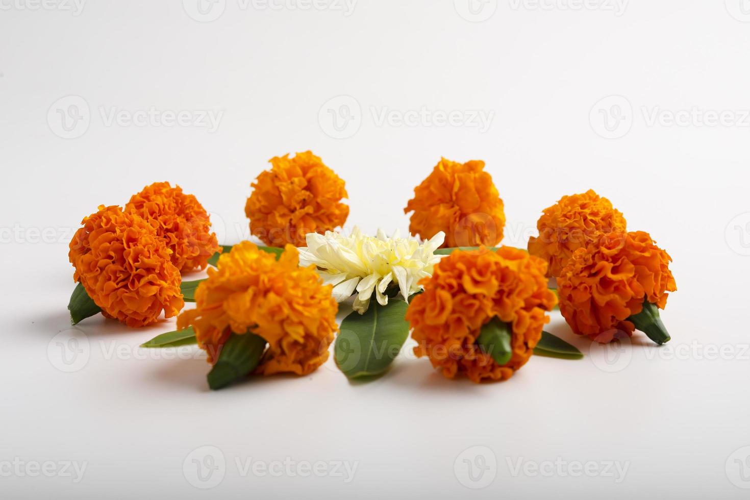 Marigold Flower rangoli Design for Diwali Festival , Indian Festival flower decoration photo