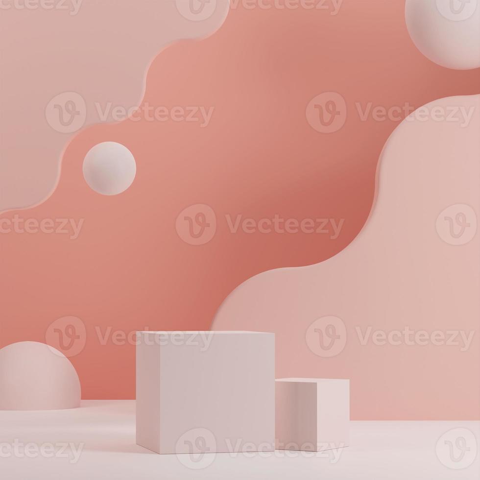 3D illustration rendering image of empty space mockup podium geometric shape for product display photo