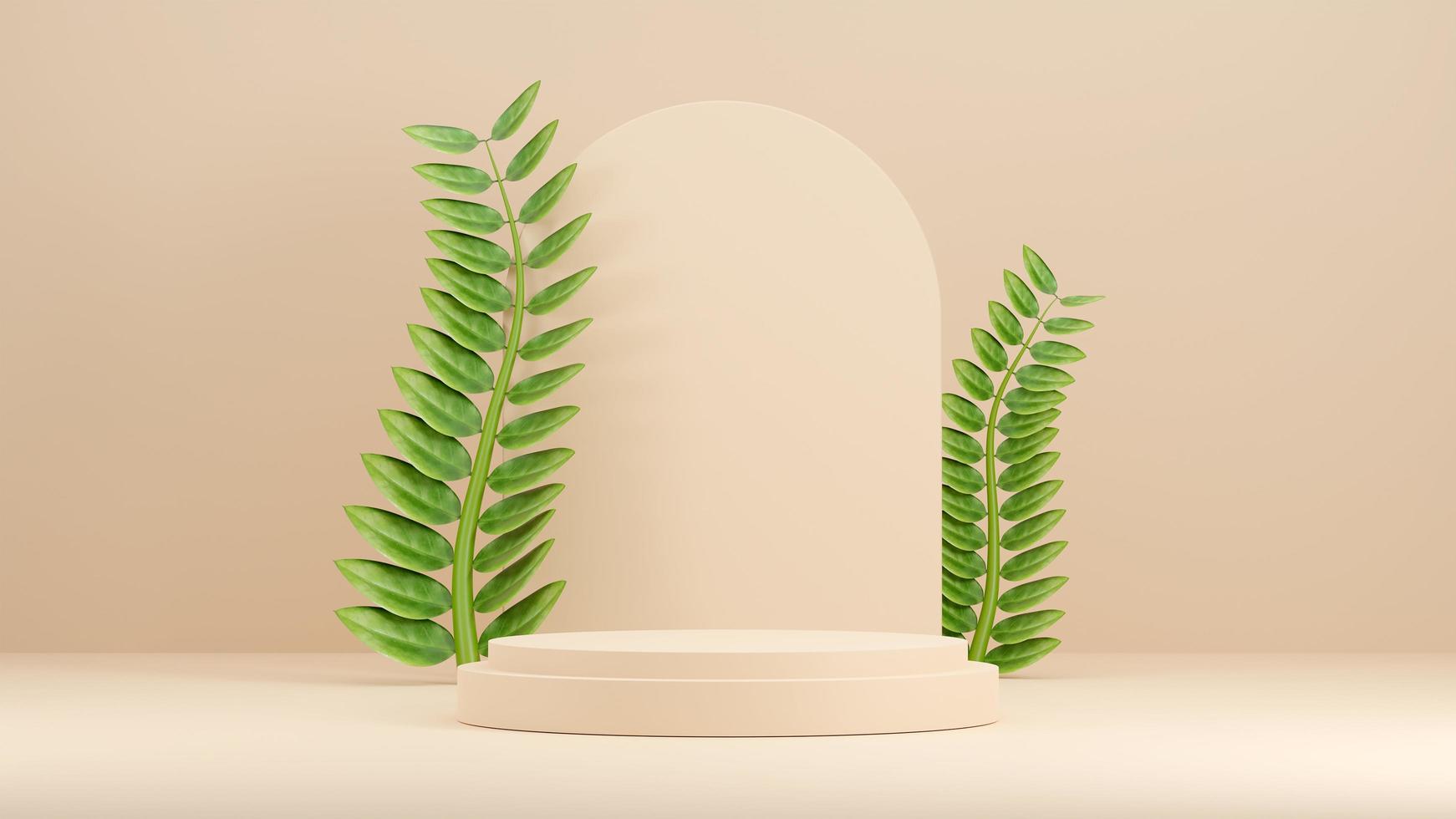 3D illustration rendering image of empty space mockup podium nature themed for product display photo