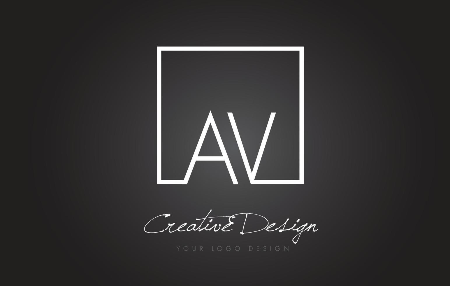 AV Square Frame Letter Logo Design with Black and White Colors. vector