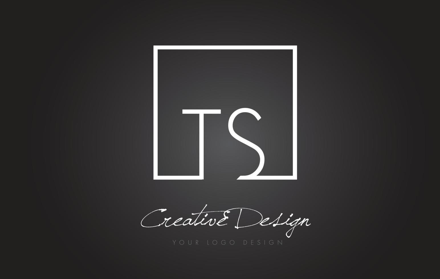 TS Square Frame Letter Logo Design with Black and White Colors. vector