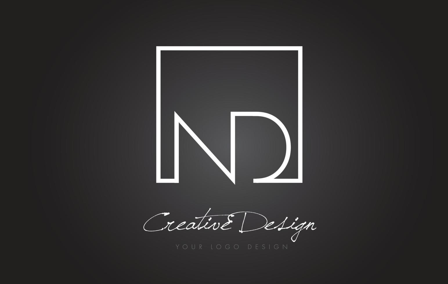 ND Square Frame Letter Logo Design with Black and White Colors. vector