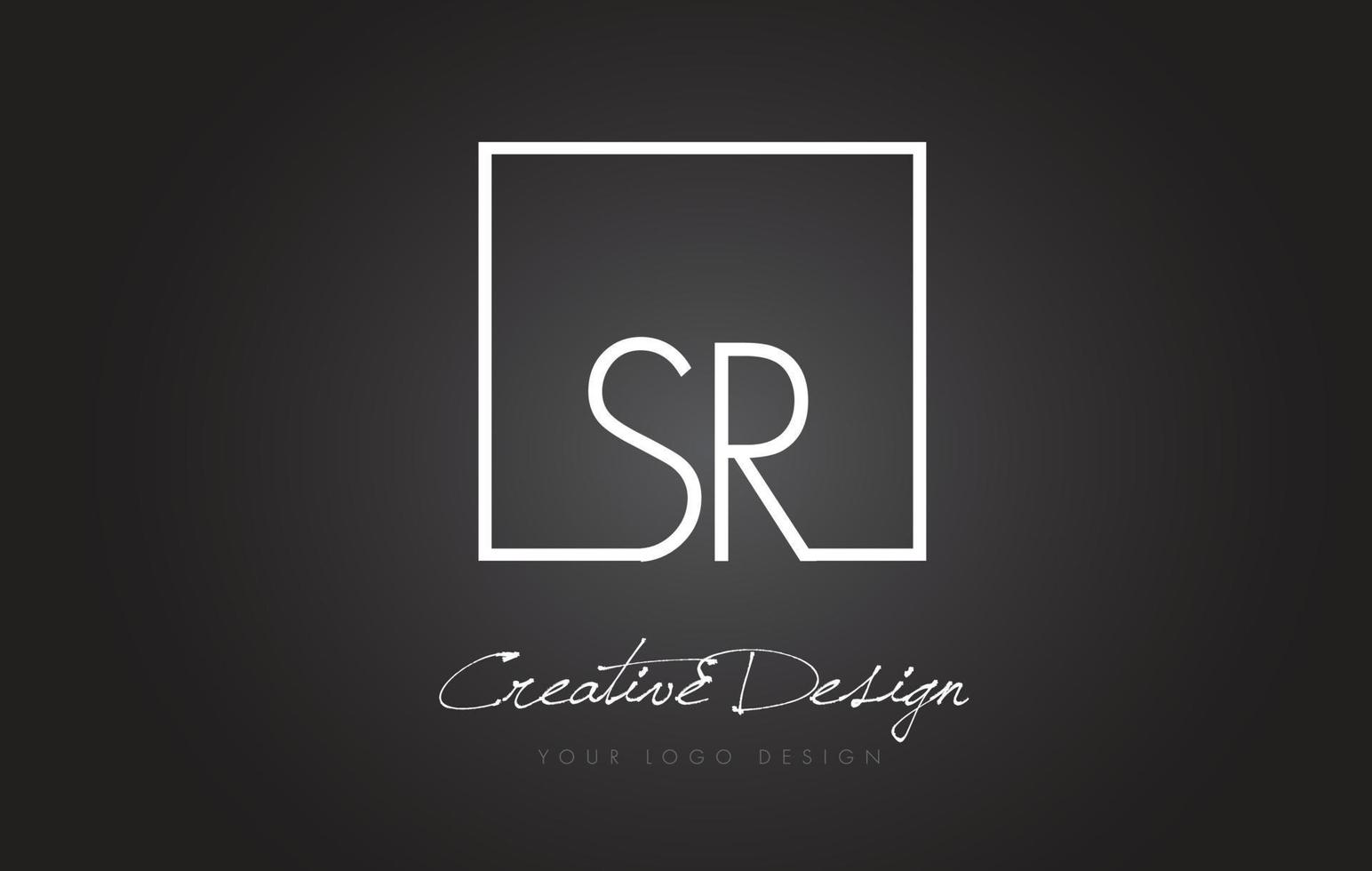 SR Square Frame Letter Logo Design with Black and White Colors. vector