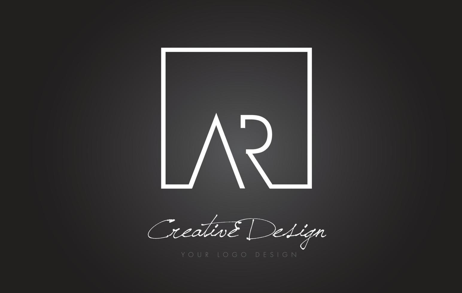 AR Square Frame Letter Logo Design with Black and White Colors. vector