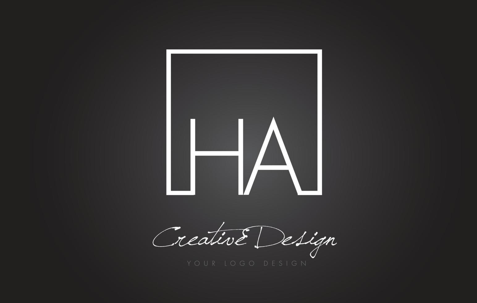 HA Square Frame Letter Logo Design with Black and White Colors. vector