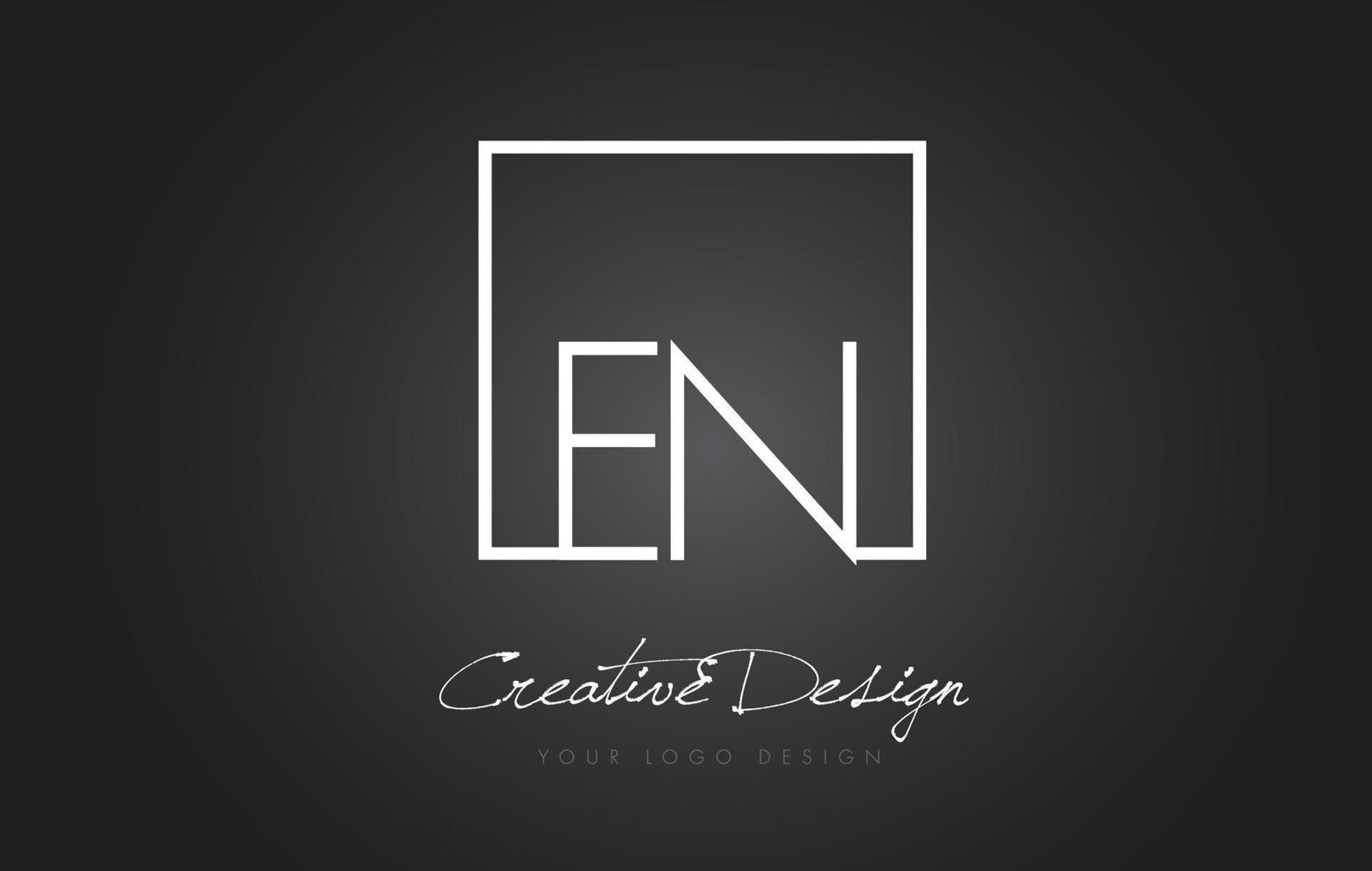 EN Square Frame Letter Logo Design with Black and White Colors. vector