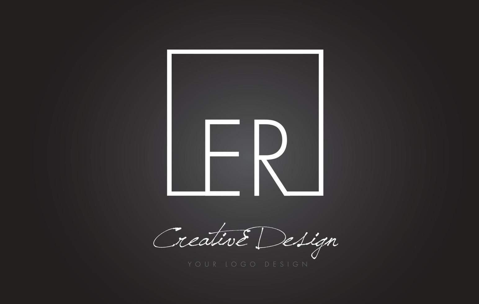 ER Square Frame Letter Logo Design with Black and White Colors. vector