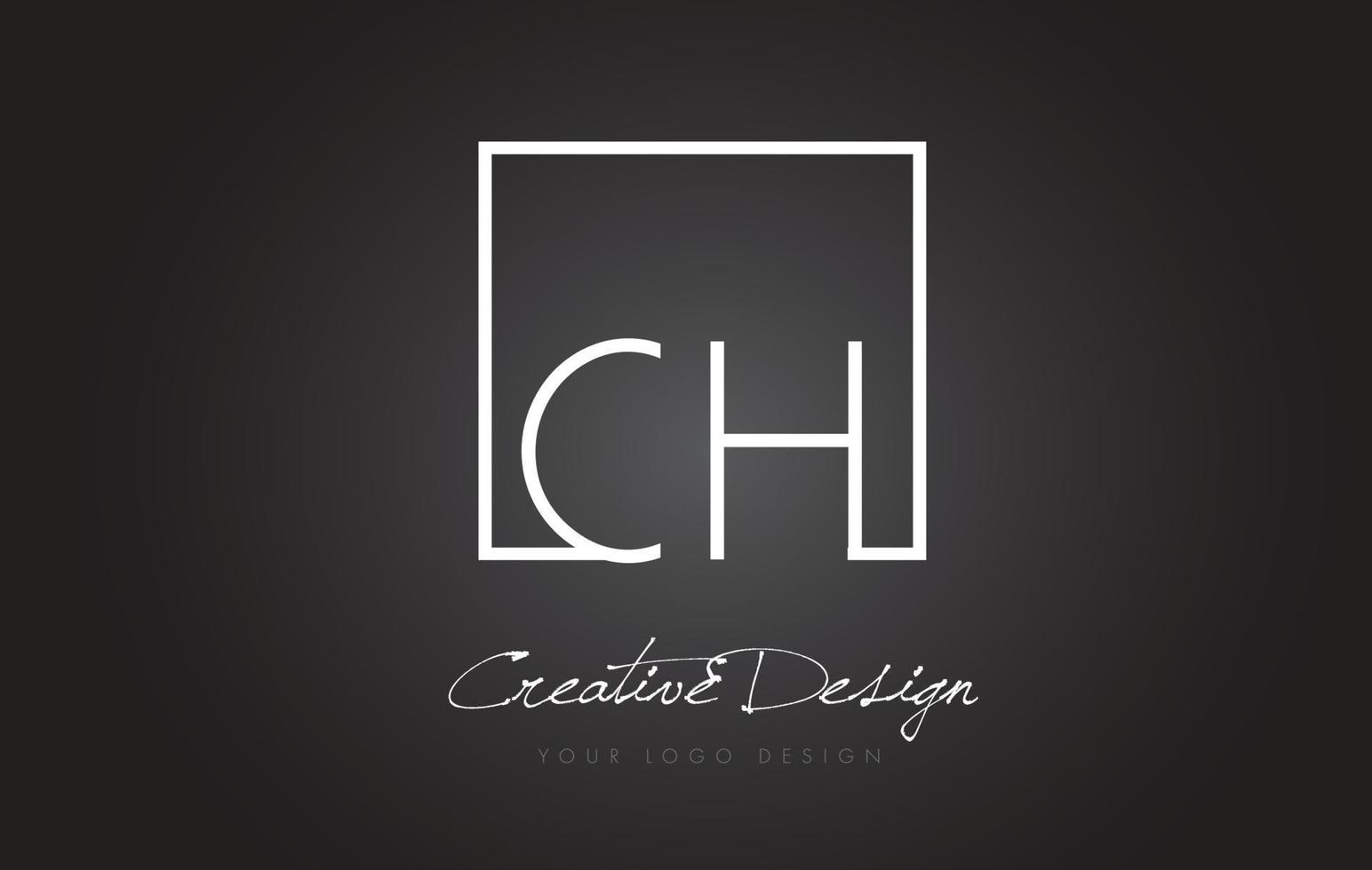 CH Square Frame Letter Logo Design with Black and White Colors. vector