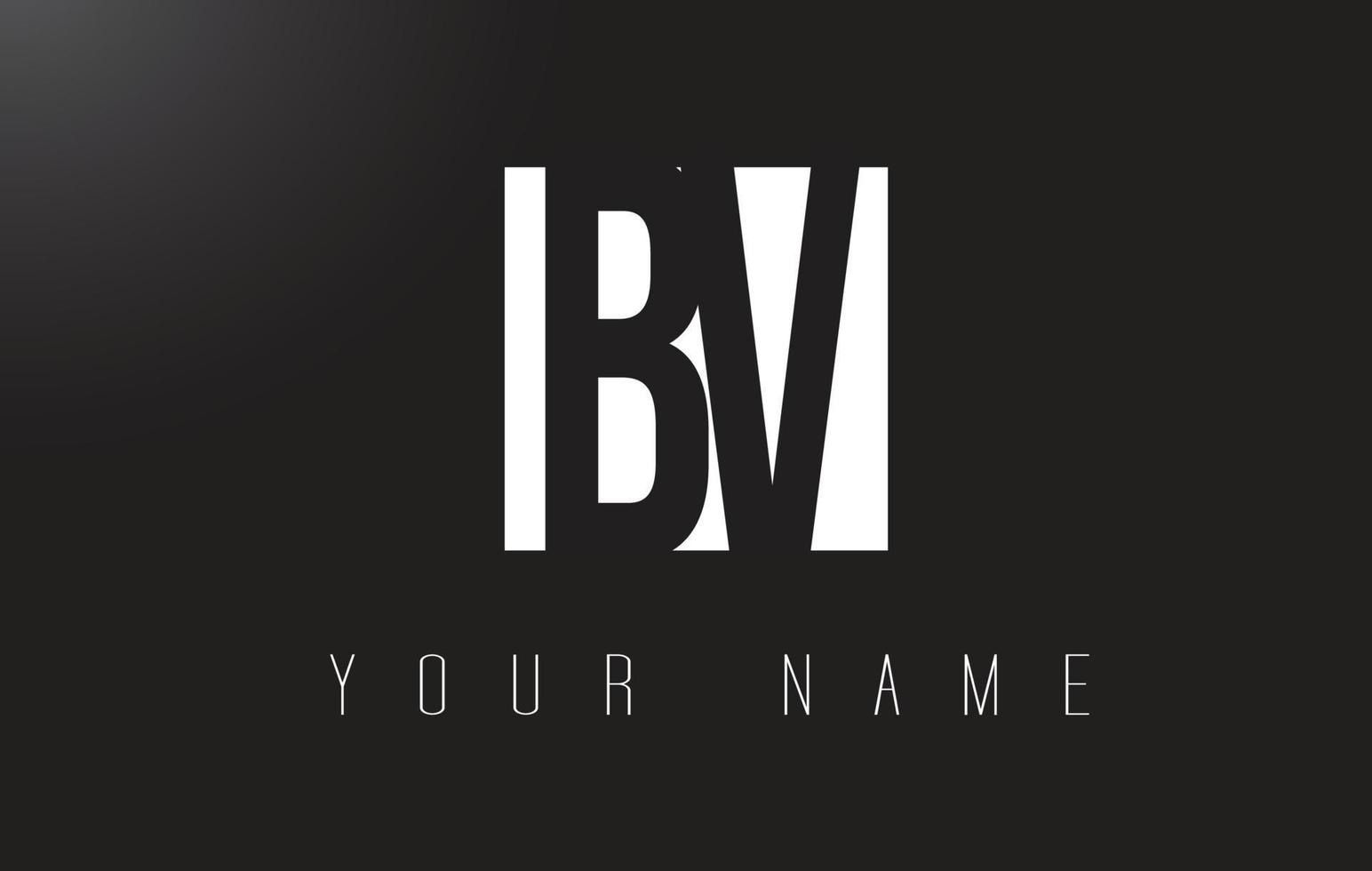logotipo de letra bv con diseño de espacio negativo en blanco y negro. vector