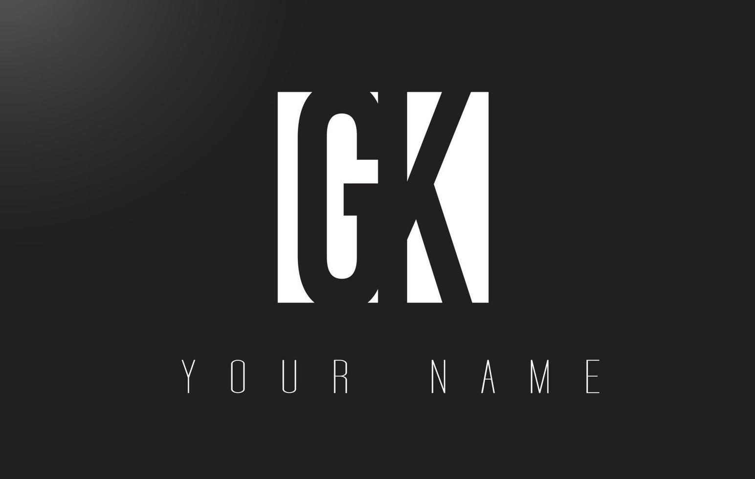 logotipo de letra gk con diseño de espacio negativo en blanco y negro. vector