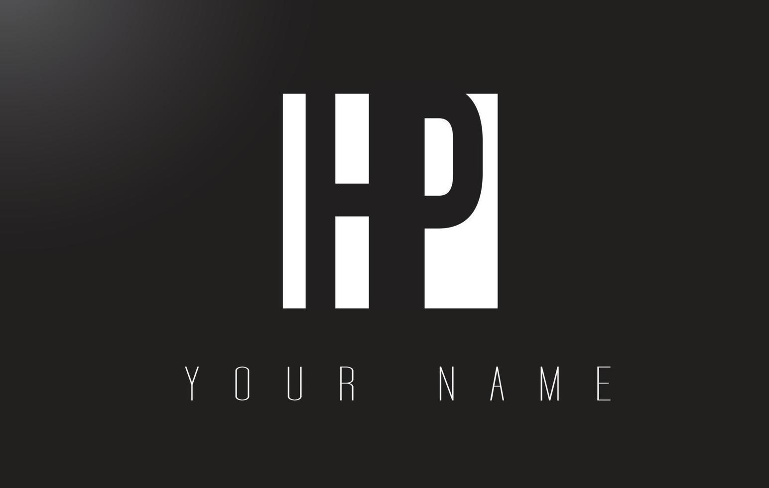 logotipo de letra hp con diseño de espacio negativo en blanco y negro. vector