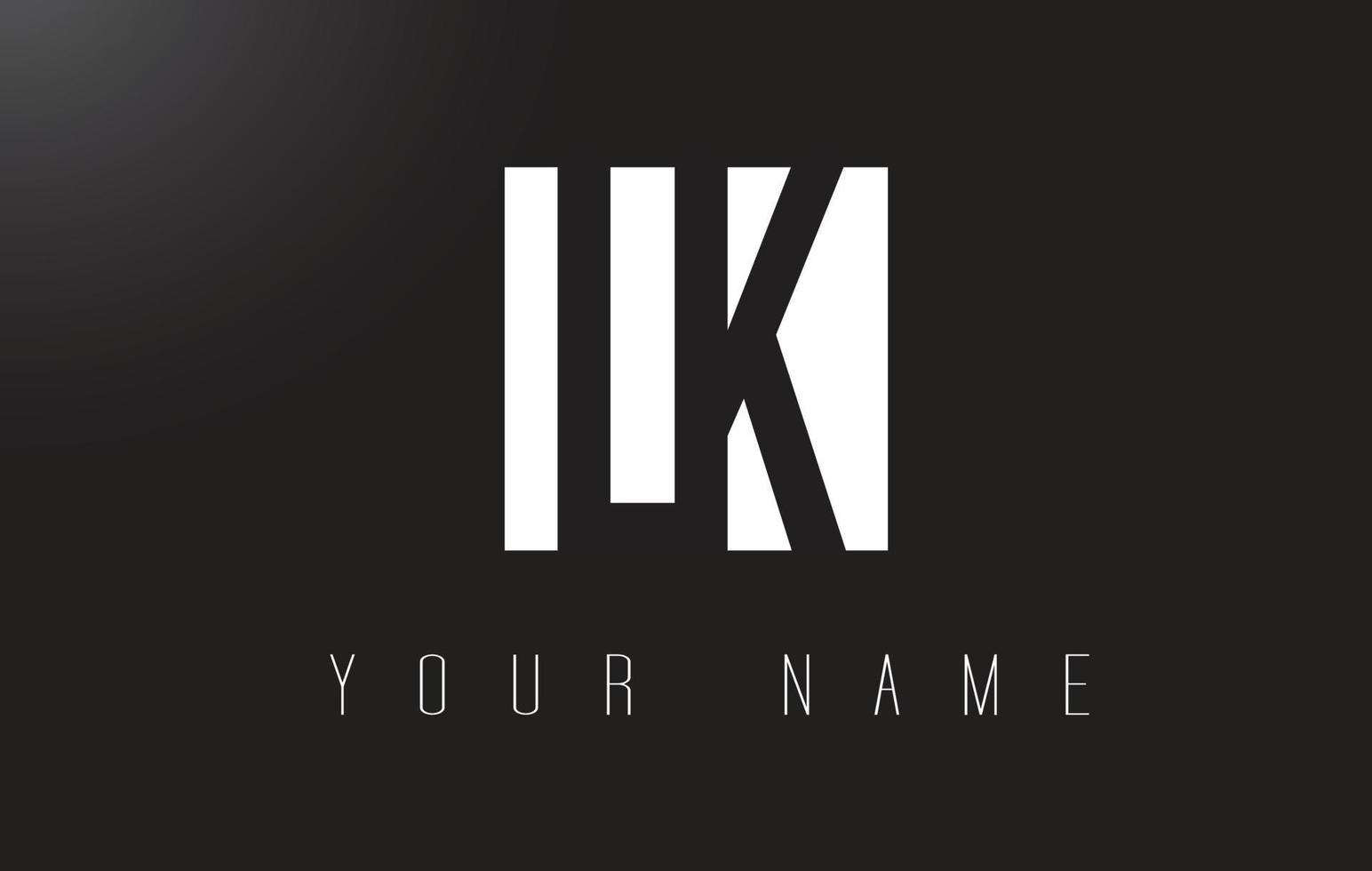 logotipo de letra lk con diseño de espacio negativo en blanco y negro. vector