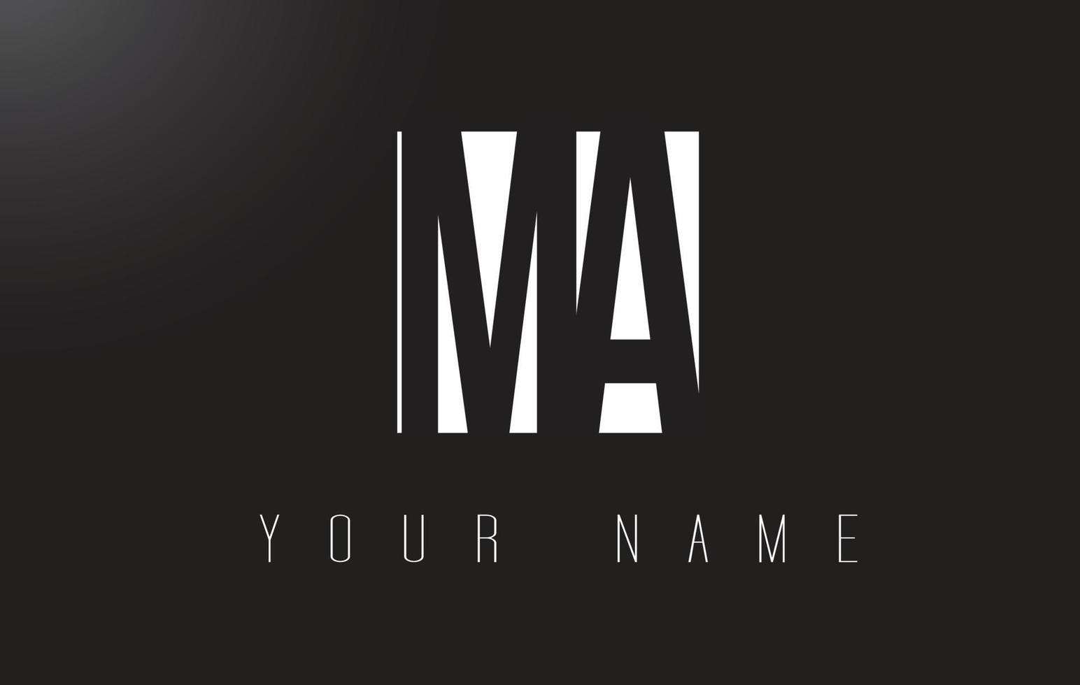 logotipo de letra ma con diseño de espacio negativo en blanco y negro. vector