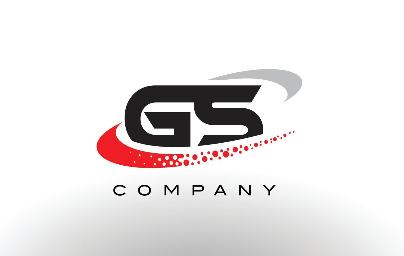 Diseño de logotipo de letra moderna gs con swoosh punteado rojo vector