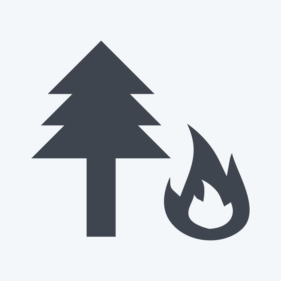 icono de incendio forestal en estilo de glifo de moda aislado en fondo azul suave vector