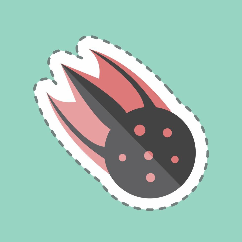 Falling Asteroid Sticker in trendy line cut isolated on blue background vector