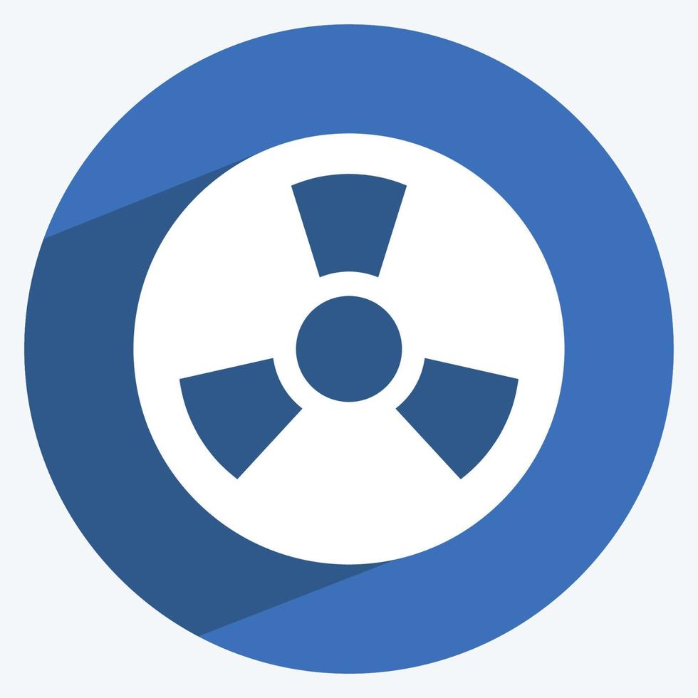 Radioactive Zone Icon in trendy long shadow style isolated on soft blue background vector
