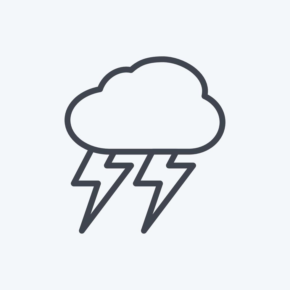 icono de tormenta en estilo de línea de moda aislado en fondo azul suave vector