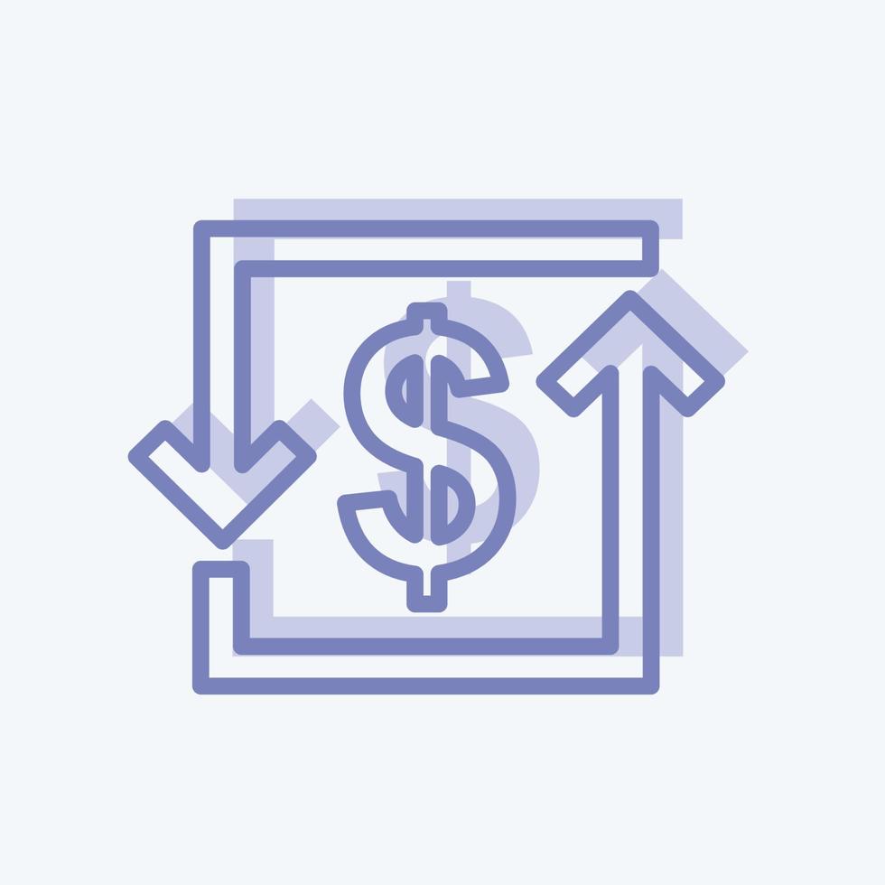 Transaction Icon in trendy two tone style isolated on soft blue background vector