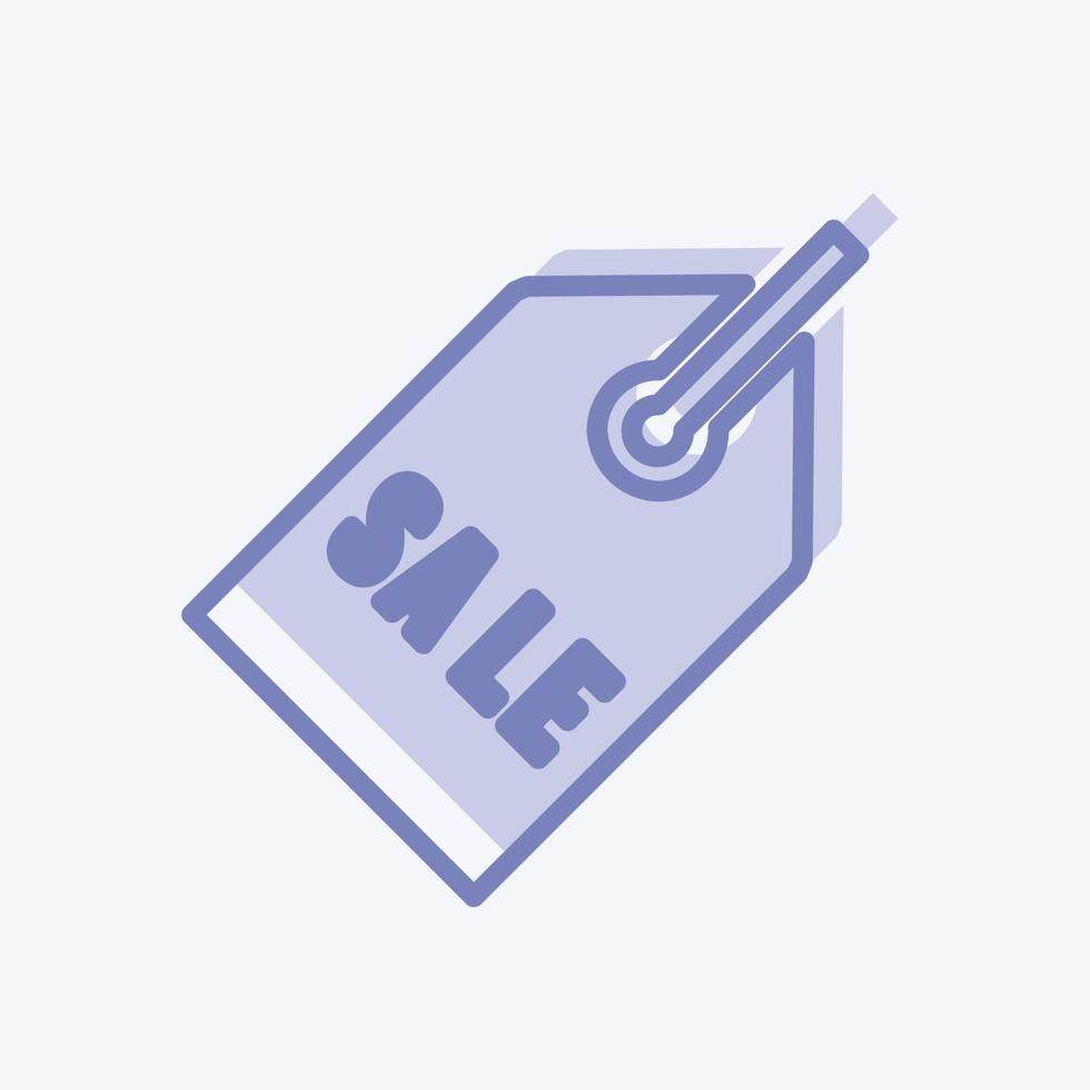 icono de etiqueta de venta en un moderno estilo de dos tonos aislado en un fondo azul suave vector
